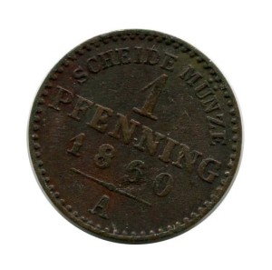 Prusy 1 Pfenning 1860 r. 360 Einen Thaler
