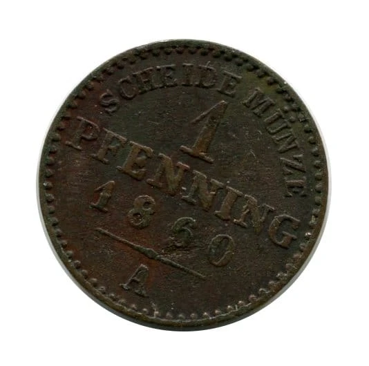 Prusy 1 Pfenning 1860 r. 360 Einen Thaler