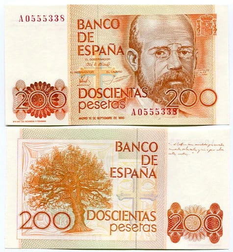 Hiszpania 200 Pesetas 1980 r. UNC