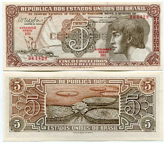 Brazylia 5 Cruzeiros 1961 r. UNC