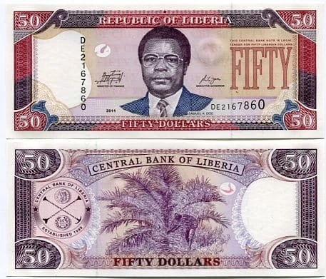 Liberia 50 Dollars 2011 r. UNC