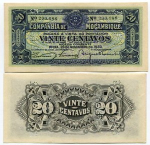 Mozambik 20 Centavos 1933 r. UNC