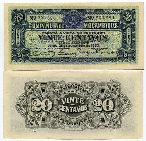 Mozambik 20 Centavos 1933 r. UNC