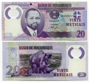 Mozambik 20 Meticais 2017 r. Polimer UNC