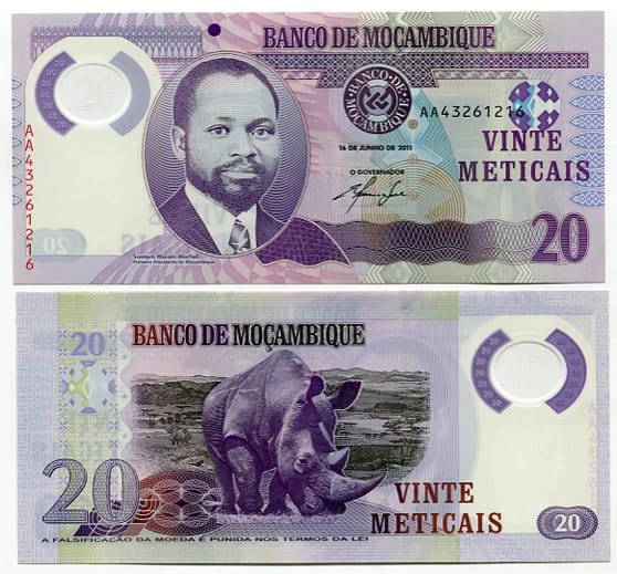 Mozambik 20 Meticais 2017 r. Polimer UNC