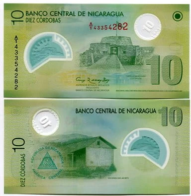 Nikaragua 10 Cordobas 2007 r. Polimer UNC