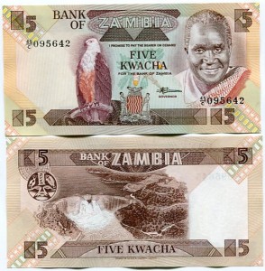 Zambia 5 Kwacha 1986 r. UNC