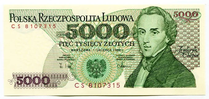 Banknot Polska 5000 zł z 1988 r. UNC