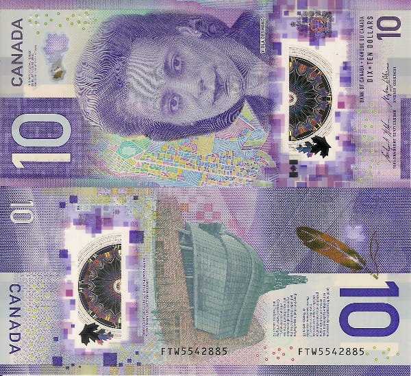 Kanada 10 Dolarów 2018 r. Polimer UNC