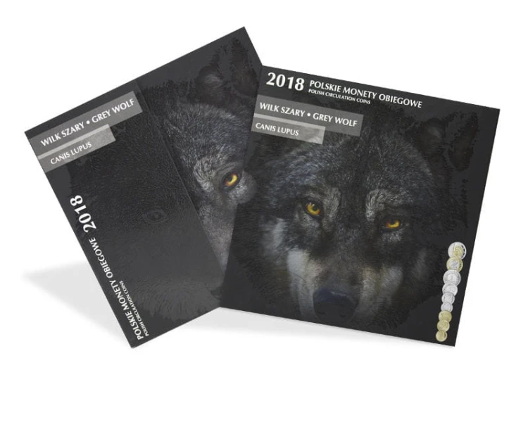 Menniczy zestaw monet obiegowych w etui 2018 r. Wilk