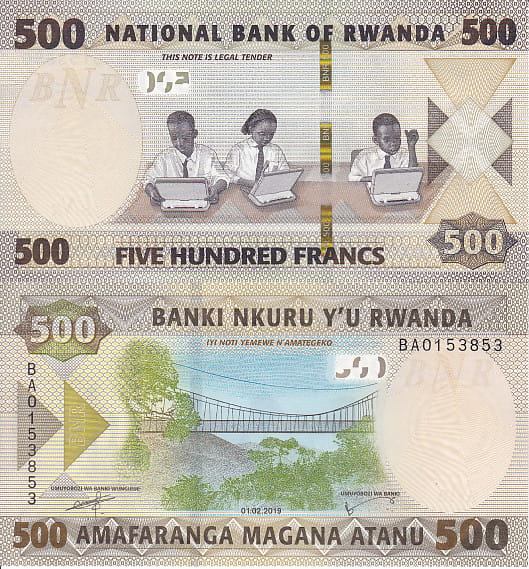 Rwanda 500 Francs 2019 r. UNC