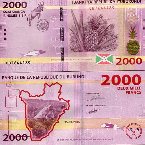 Burundi 2000 Francs 2023 r. UNC