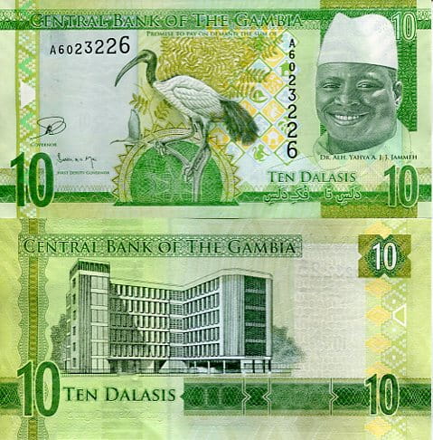 Gambia 10 Dalasis 2015 r. UNC