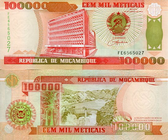 Mozambik 100 000 Meticais 1993 r.  UNC