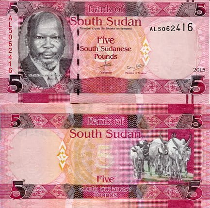 Sudan Południowy 5 Pound 2015 r. UNC