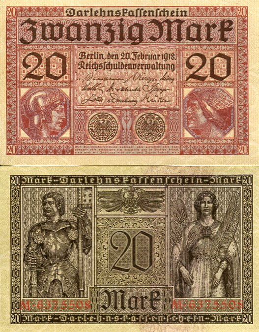 Niemcy 20 Mark 1918 r. UNC