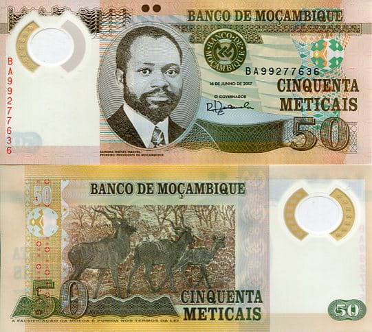 Mozambik 50 Meticais 2017 r. Polimer UNC
