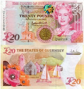 Guernsey 20 Pounds 2018 r. UNC