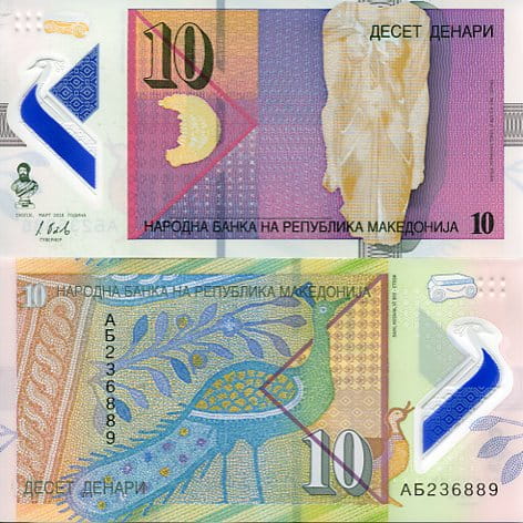 Macedonia 10 Dinara 2020 r. Polimer