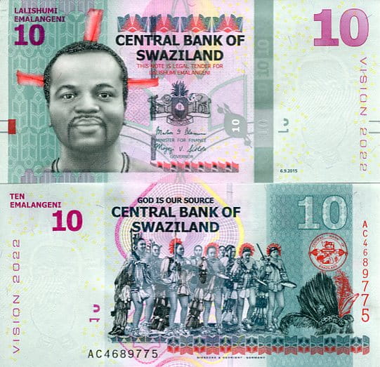 Suazi 10 Emalangeni 2024 r. UNC