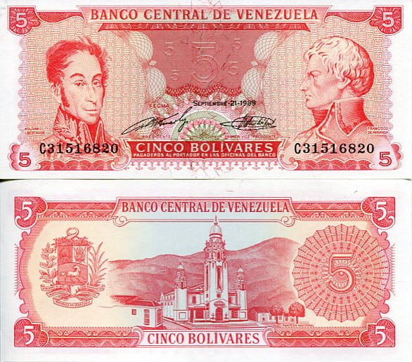 Wenezuela 5 Bolivares 1989 r. UNC