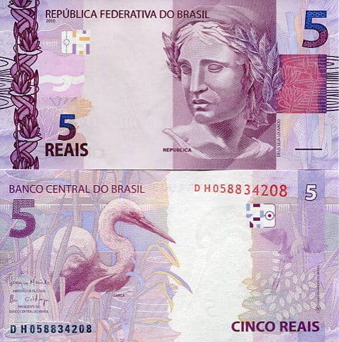 Brazylia 5 Reais 2010 r. UNC