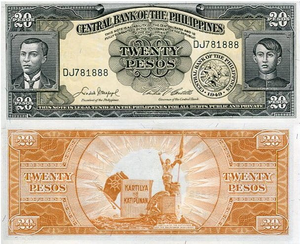 Filipiny 20 Pesos 1949 r. UNC