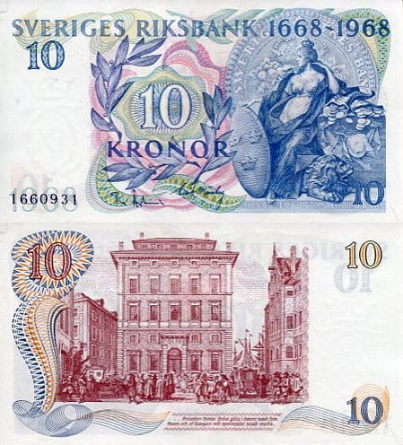 Szwecja 10 Koron 1968 r. UNC