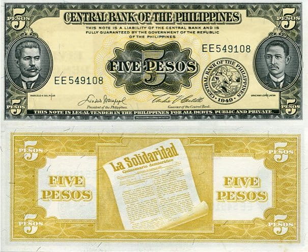 Filipiny 5 Pesos 1949 r. UNC