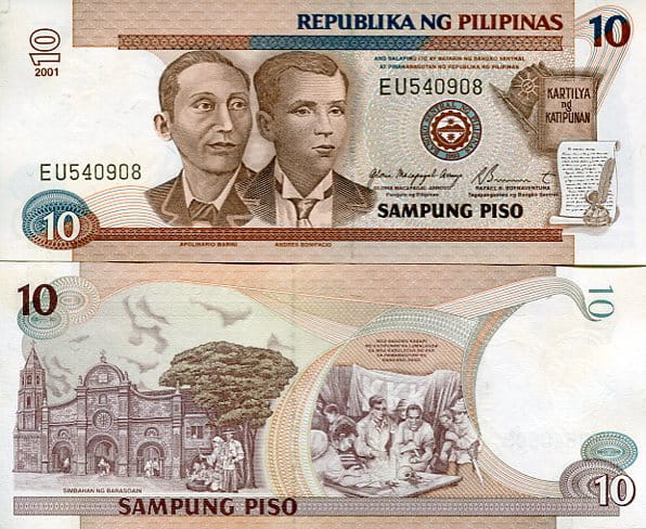 Filipiny 10 Piso 2001 r. UNC