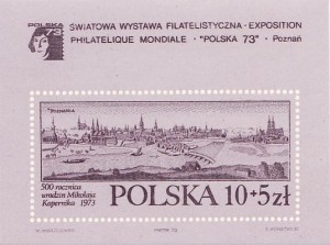 Bloczek 1973 r. Światowa Wystawa Filatelistyczna "Polska 73"