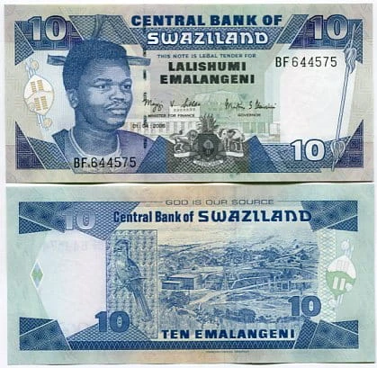 Banknot Świata Suazi 10 Emalangeni 2006 r. UNC