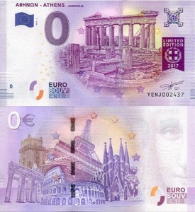 Banknot 0 Euro Grecja - Ateny Akropol