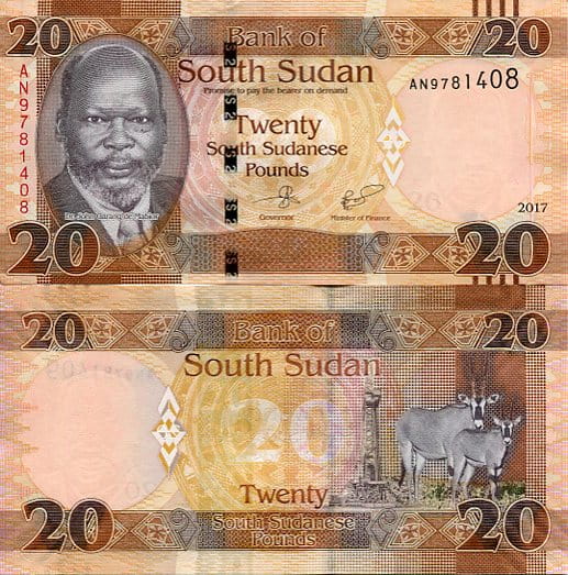 Sudan Południowy 20 Pound 2017 r. UNC