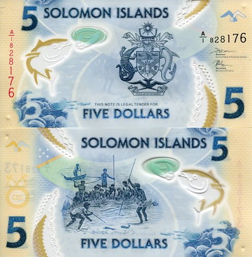 Wyspy Salomona 5 Dolarów 2022 r. Polimer UNC