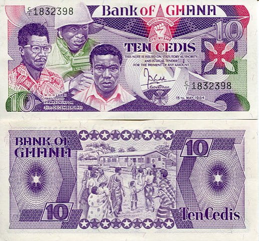 Ghana 10 Cedis 1984 r. UNC