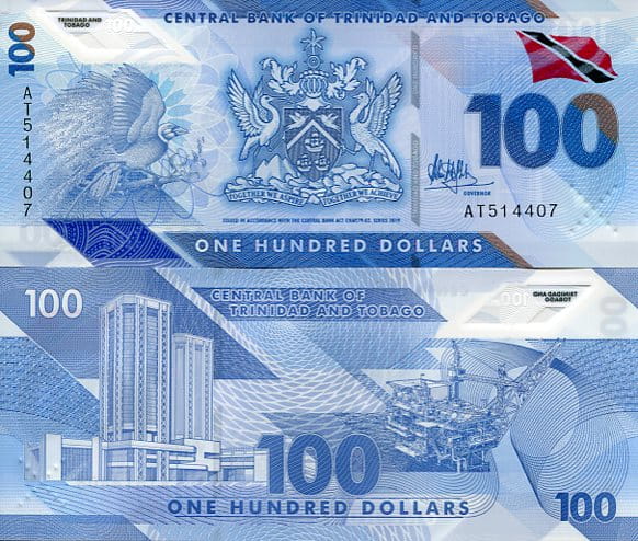 Trinidad & Tobaga 100 Dolarów 2019 r. Polimer UNC