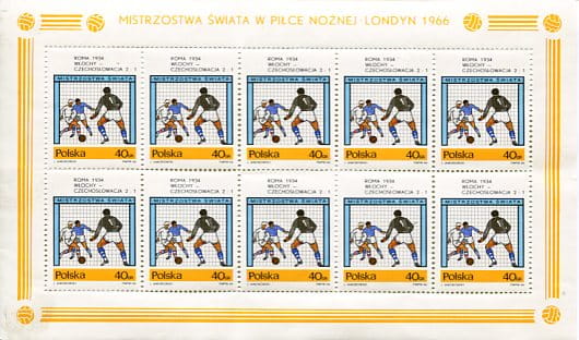 Bloczek 1966 r. Mistrzostwa Świata w piłce nożnej w Anglii Ark. 1517