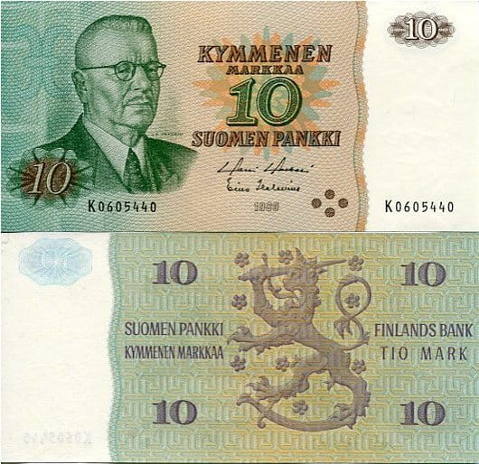 Finlandia 10 Marek 1980 r. UNC