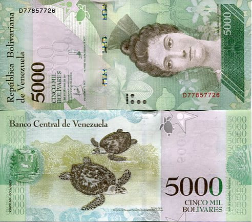 Wenezuela 5000 Bolivares 2017 r. UNC