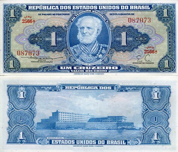 Brazylia 1 Cruzeiros 1958 r. UNC
