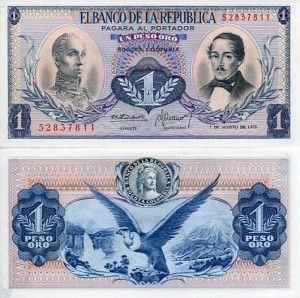 Kolumbia 1 Peso 1973 r. UNC