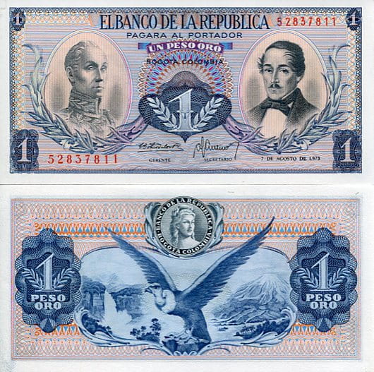 Kolumbia 1 Peso 1973 r. UNC