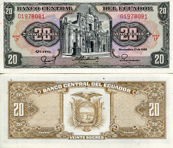 Ekwador 20 Sucres 1986 r. UNC
