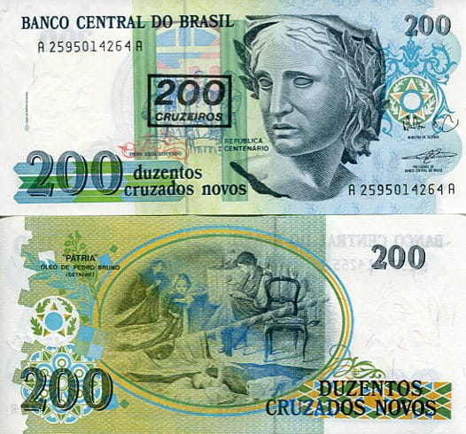 Brazylia 200 Cruzeiros Novos 1990 r. UNC