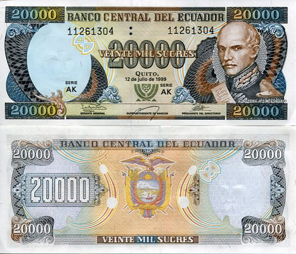 Ekwador 20000 Sucres 1999 r. UNC