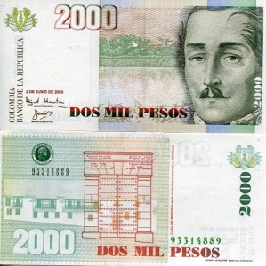 Kolumbia 2000 Pesos 2003 r. UNC