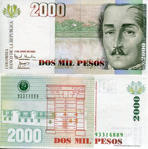 Kolumbia 2000 Pesos 2003 r. UNC
