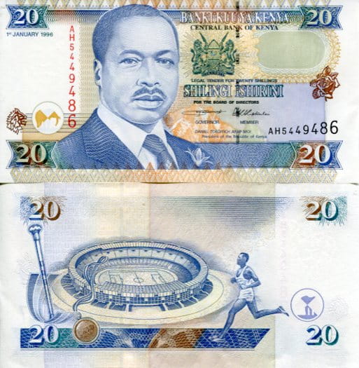Kenia 20 Shillings 1996 r. UNC