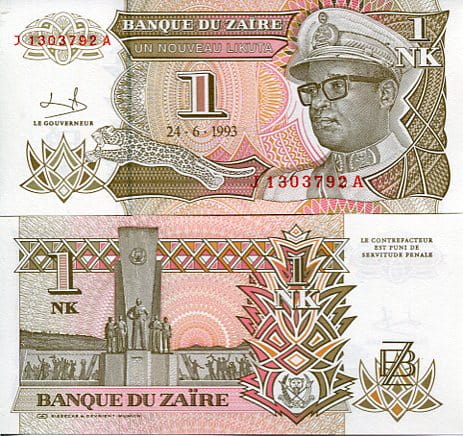 Zair 1 Likuta 1993 r. UNC